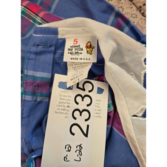 Disney Winnie The Pooh Girls Plaid Dress Size 5 Retro Adorable Vintage - Picture 3 of 5